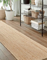Handwoven Jute Area Rug – Natural Hand-Braided Rustic Floor Carpet