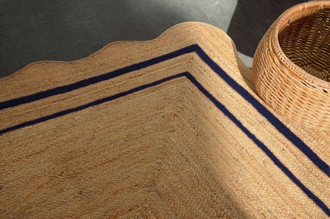 Unique Design Braided Handmade Scalloped Jute Rug