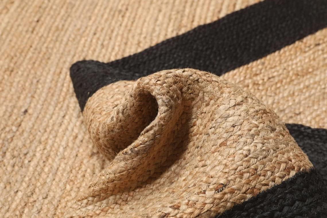 Black Border Bohemian Jute Rug Home Decor
