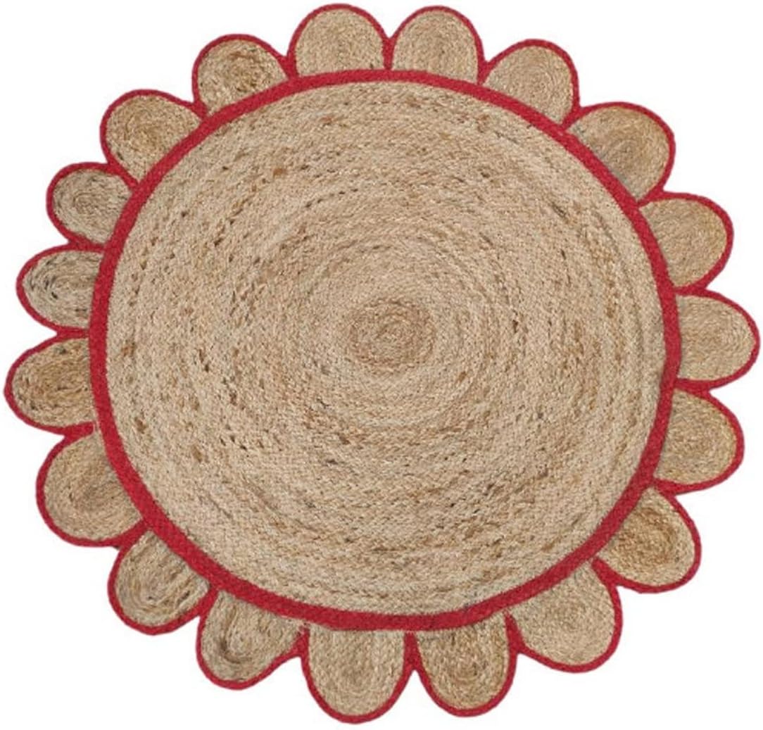 Natural Scalloped With Border Jute Rugs