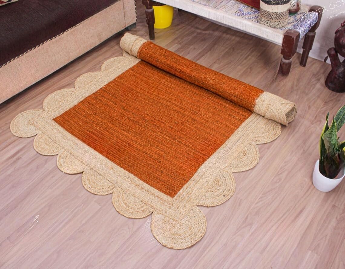 Scalloped Unique Area rugs for living room