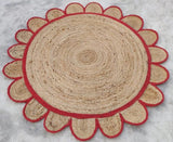 Natural Scalloped With Border Jute Rugs