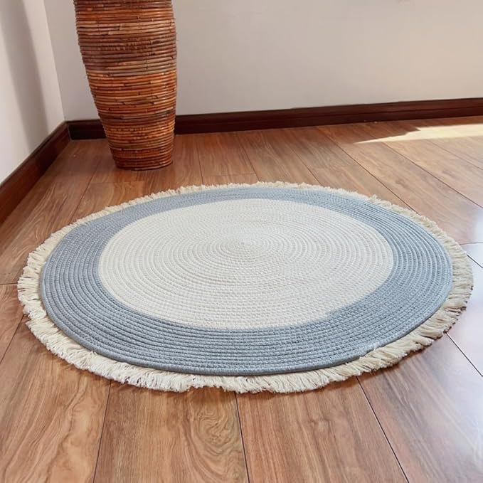 Hand Woven Round Area Rugs Living Room Bedroom Study Computer Chair