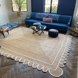 Natural Scalloped With Border Jute Rugs