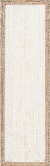 White with Beige Border Handmade Natural Fiber Rugs