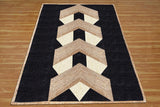 Unique Design Geometric Hand Woven Beige Black  Indian Area Rugs for Living Room, Hall