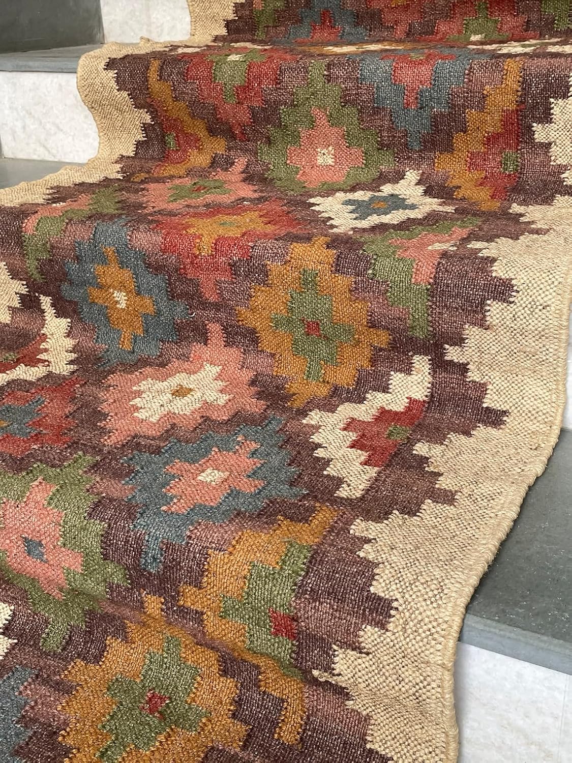 Tapis d'escalier Kilim tissé à la main, tapis d'escalier 