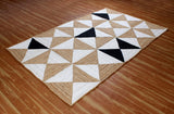 Unique Design Geometric Hand Woven Beige Black  Indian Area Rugs for Living Room, Hall