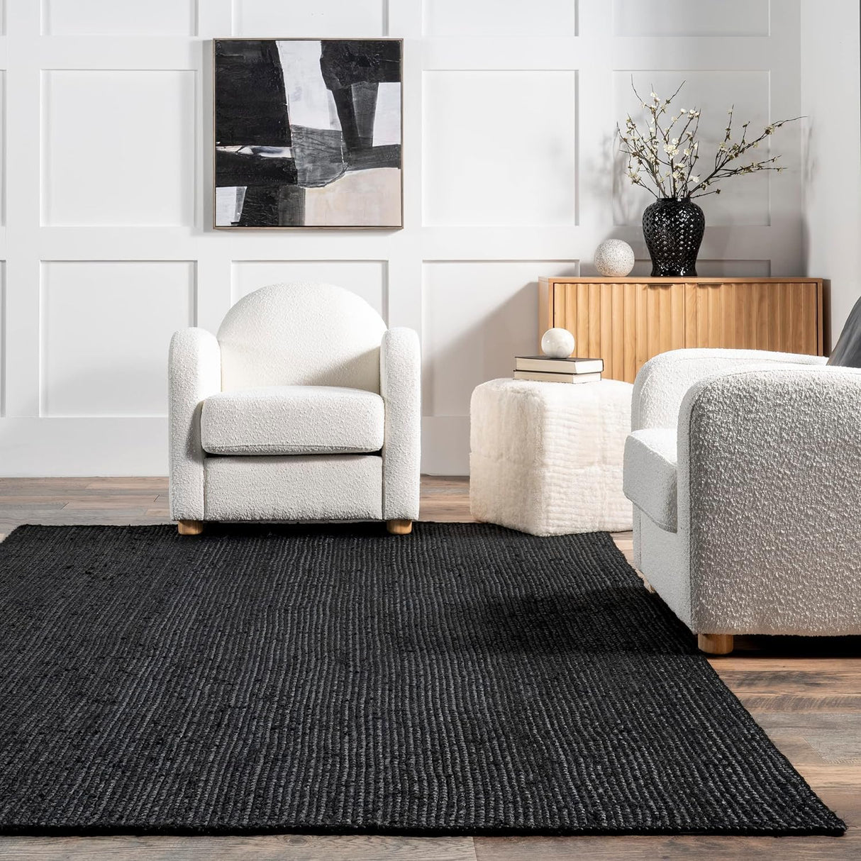 Rigo Hand Woven Natural Black Handmade Jute Rugs