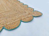 Hand Weaving Village  Decorative scalloped jute rug