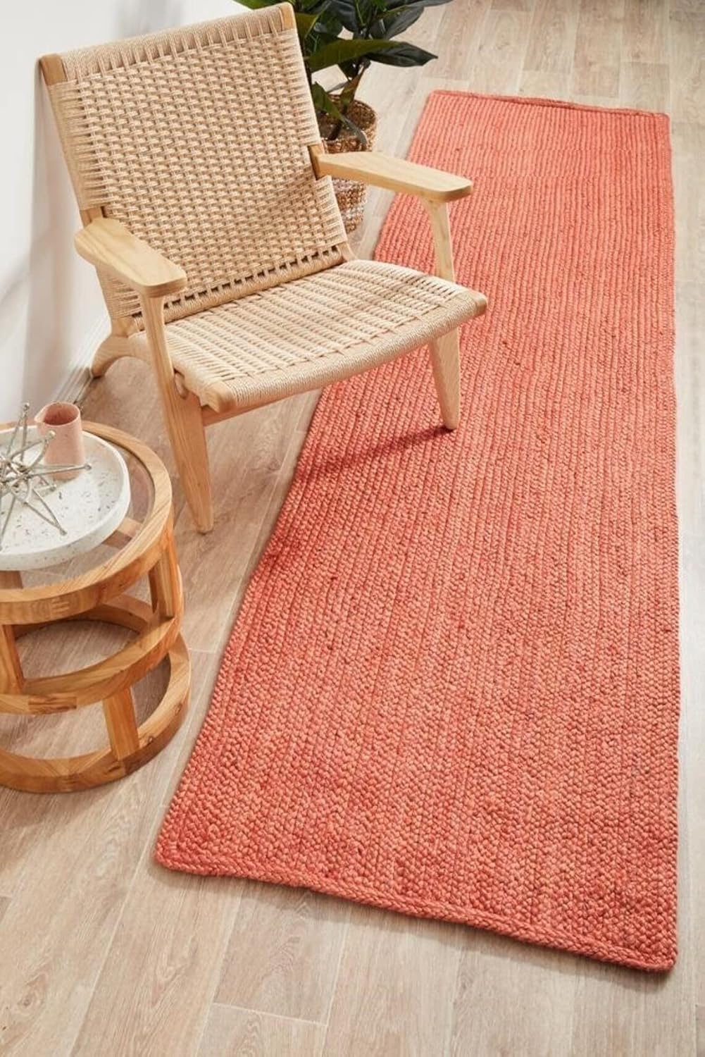Natural Jute Hand Braided Bohemian Red Jute Rug For Living Room