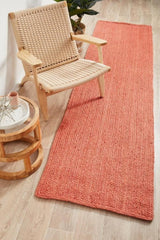 Natural Jute Hand Braided Bohemian Red Jute Rug For Living Room