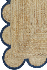 Hand Weaving Village  Decorative scalloped jute rug