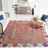 Handmade Recycled Chindi Rug – Braided Jute Cotton Pinwheel Design