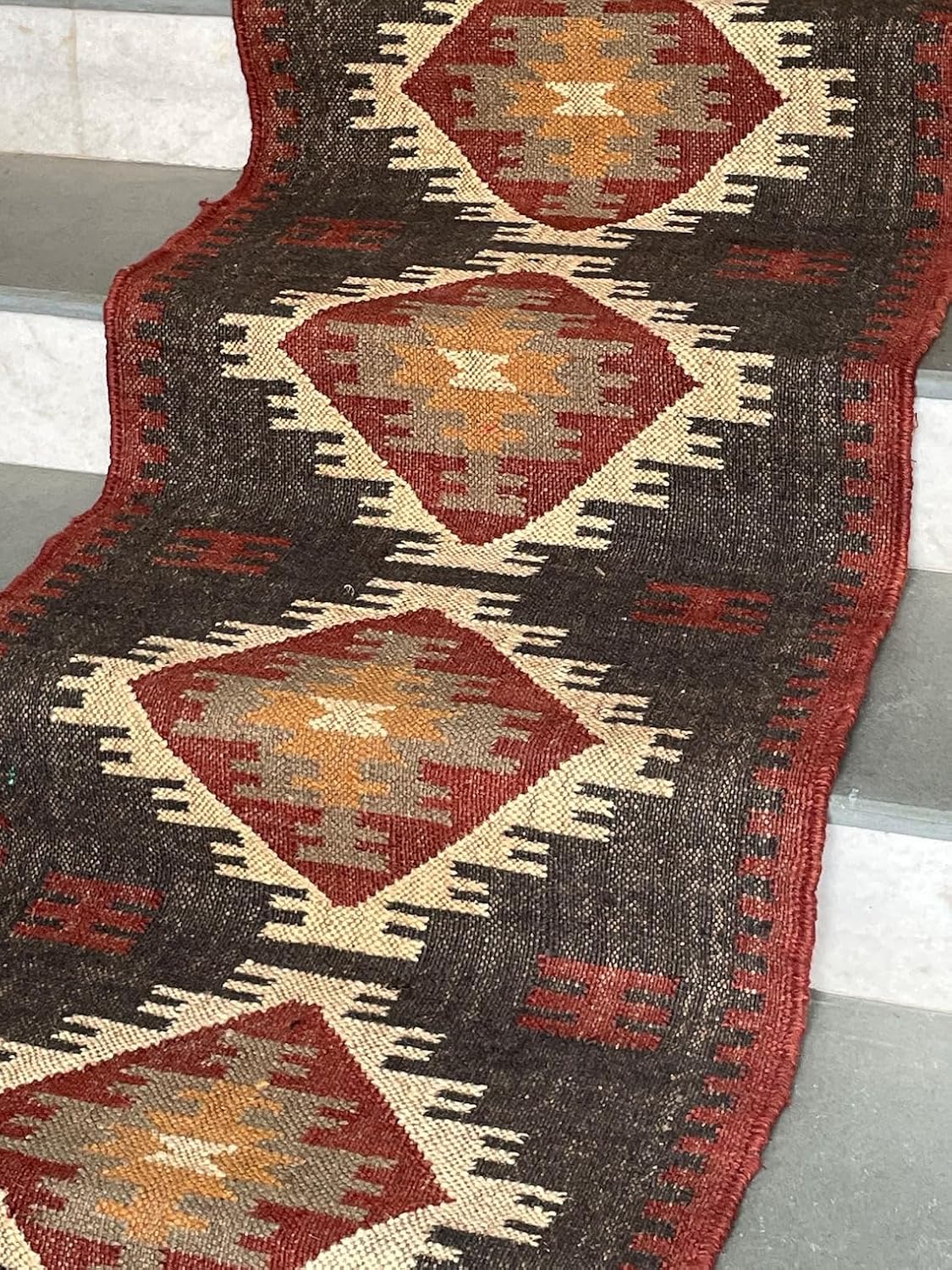 Tapis d'escalier Kilim tissé à la main, tapis d'escalier 