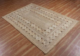 Indian Handmade Jute Rugs Geometric Beige Hand Braided Rag Rug for Doorway Door Mate
