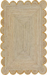 Hand Weaving Village  Decorative scalloped jute rug