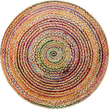 Indian Hand Braided Multicolor Jute Chindi Cotton Rug
