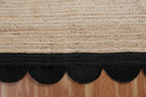 Hand Braided  Indoor Outdoor Soft scalloped jute rug