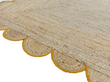 Hand Weaving Village  Decorative scalloped jute rug