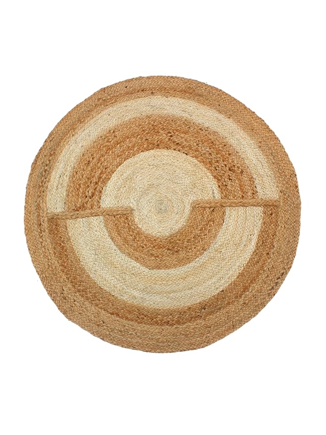 Round Traditional Design Jute Door Mat for Bedroom