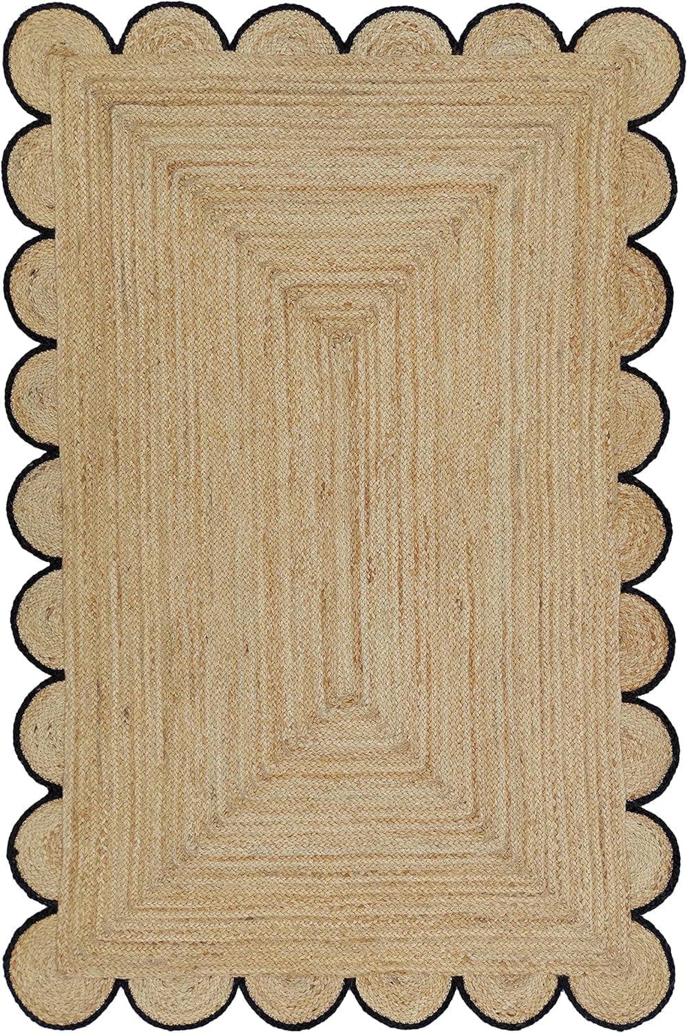Hand Weaving Village  Decorative scalloped jute rug