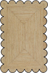 Hand Weaving Village  Decorative scalloped jute rug