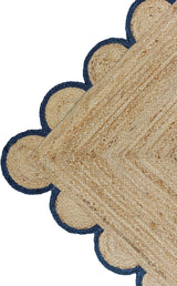 Hand Weaving Village  Decorative scalloped jute rug