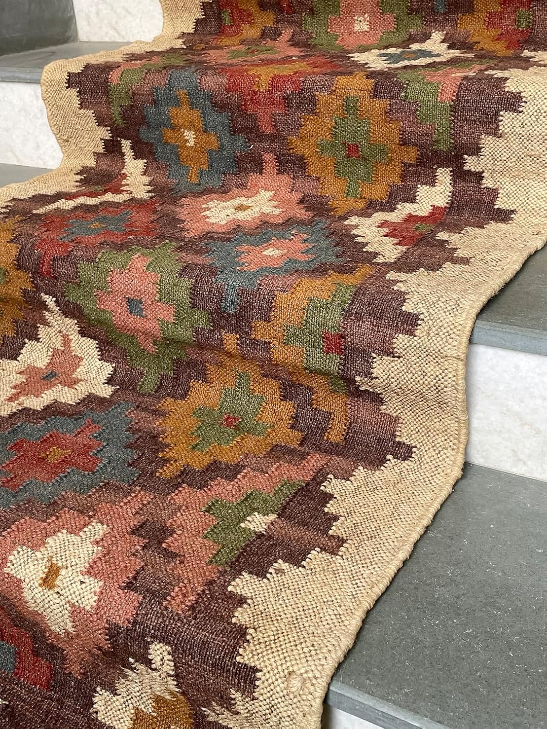 Tapis d'escalier Kilim tissé à la main, tapis d'escalier 
