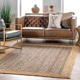 Grey with Beige Border Natural Fiber Rugs