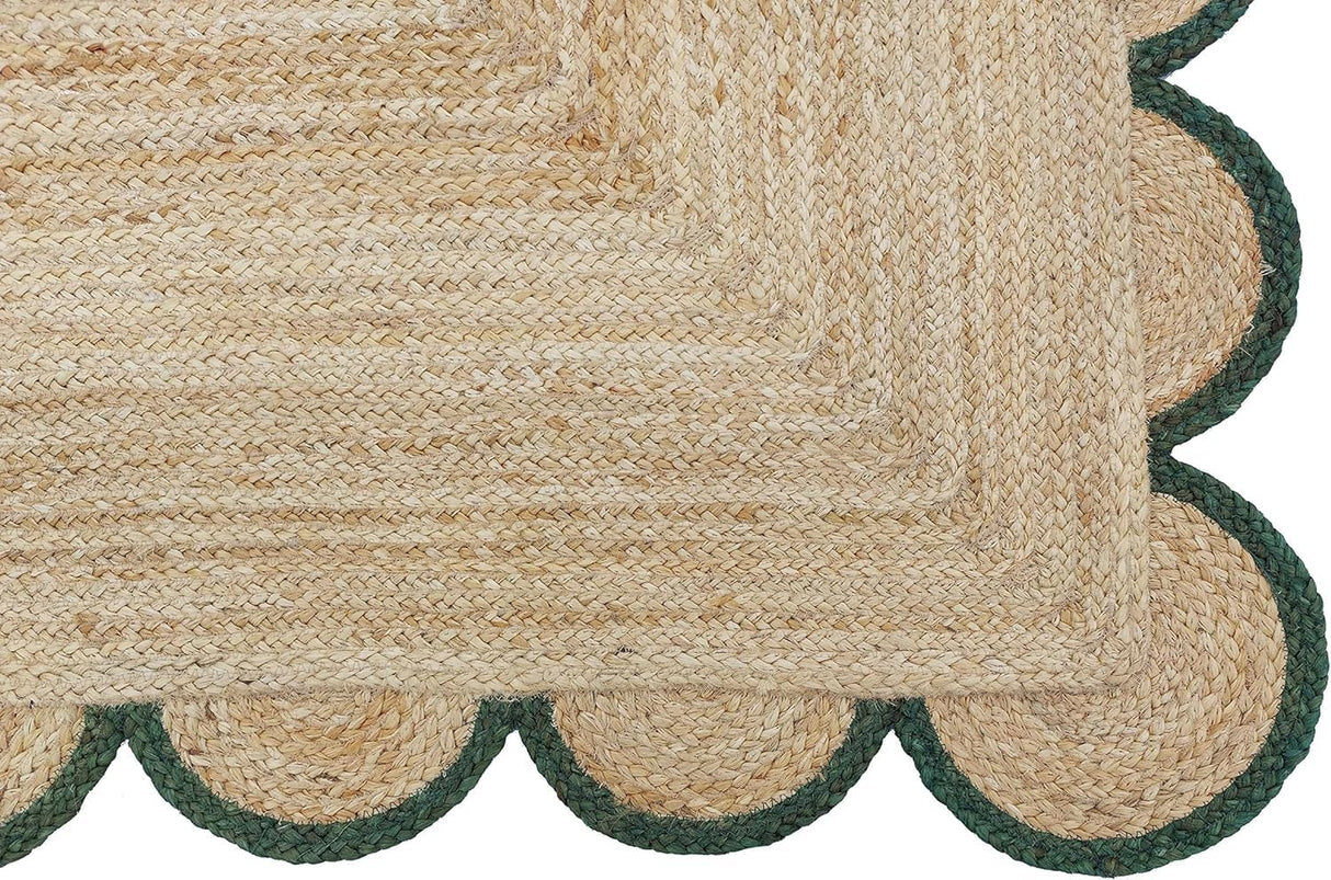 Hand Weaving Village  Decorative scalloped jute rug