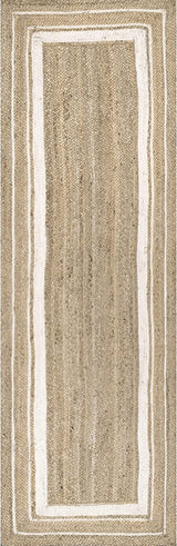 White Braided Border Bohemian  Natural Fiber Rugs
