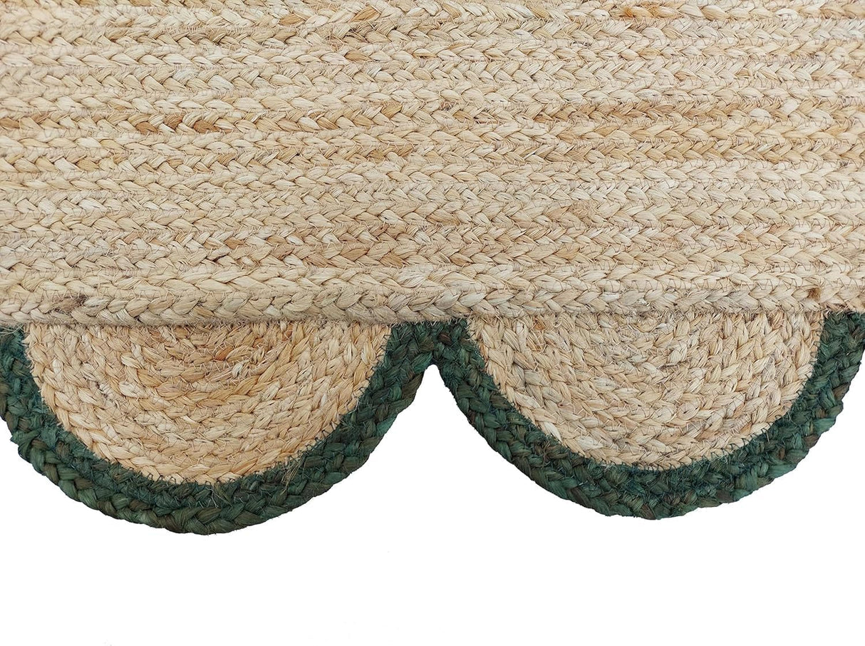 Hand Weaving Village  Decorative scalloped jute rug
