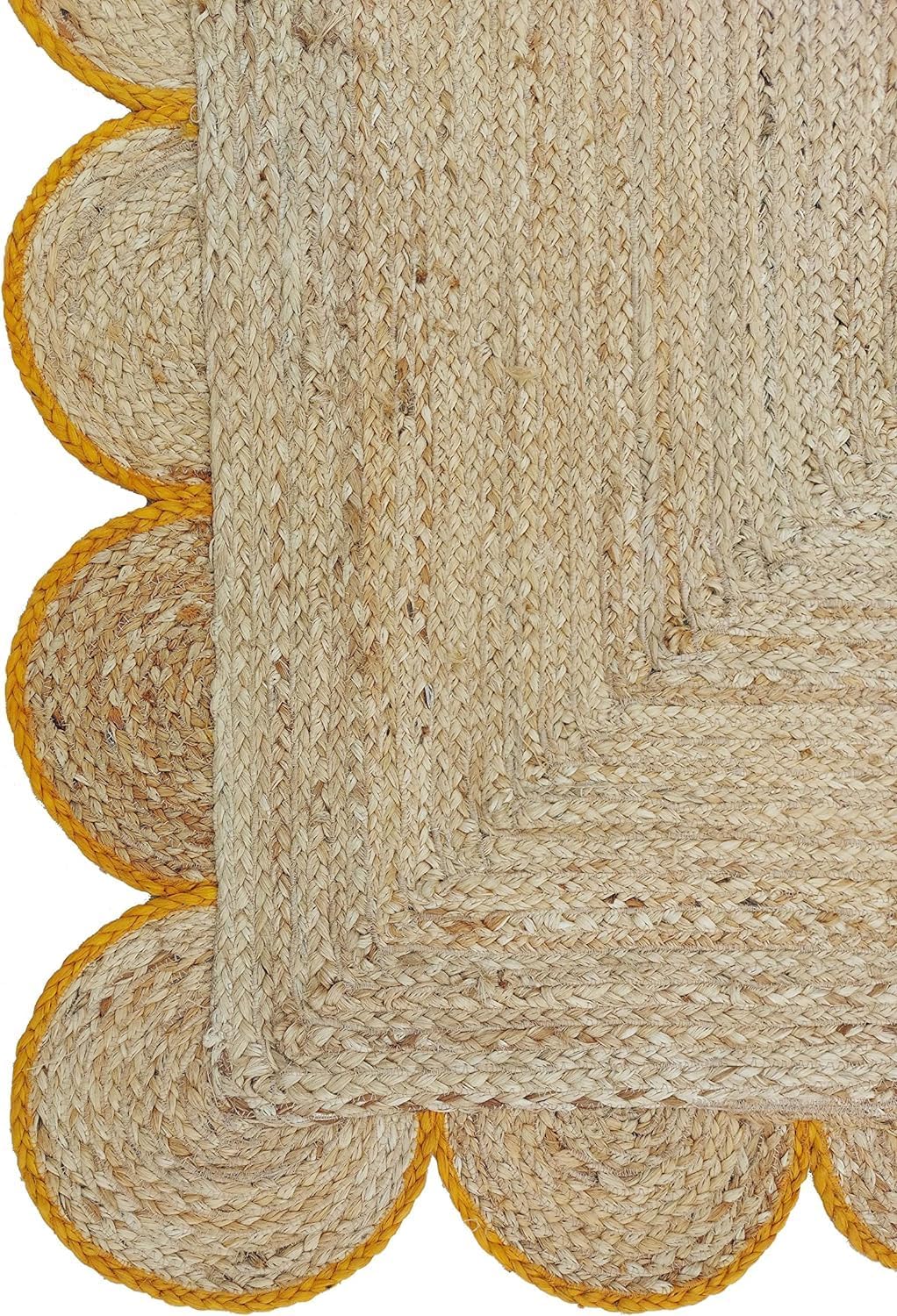 Hand Weaving Village  Decorative scalloped jute rug