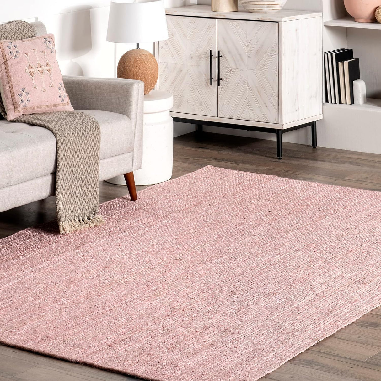 Rigo Hand Woven Pink Colorful Area Rugs