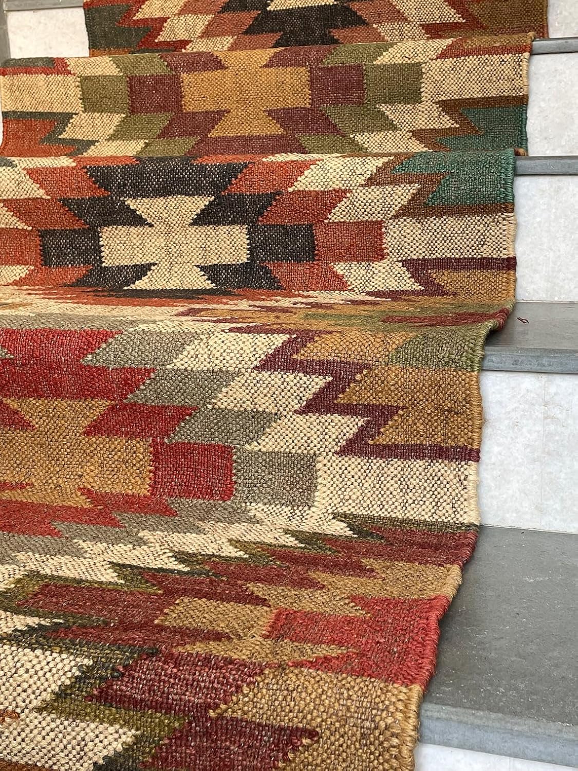 Eco-Friendly Kilim Stair Runner Rug, Handmade Stair Runners