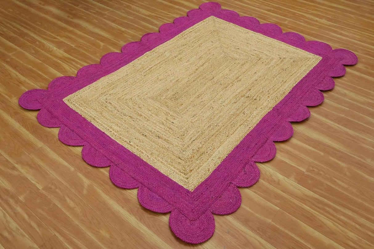 Hand Braided  Indoor Outdoor Soft scalloped jute rug