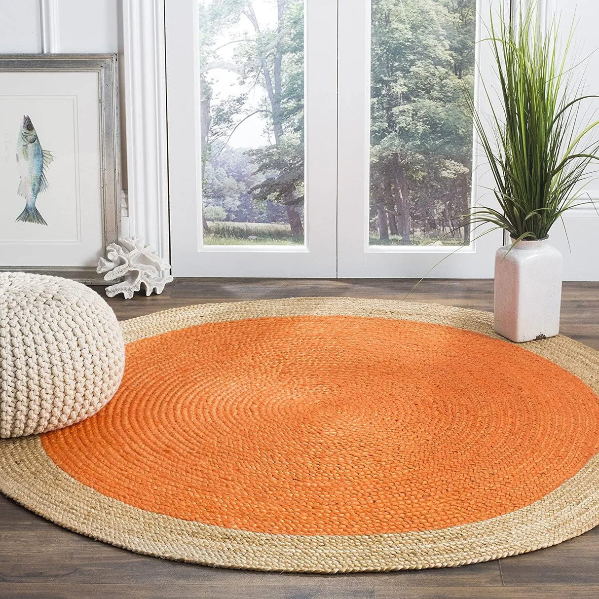Round Carpet Rug Hand Braided Jute Area Rug