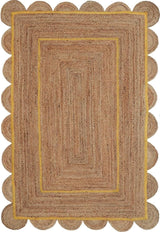 Natural Scalloped With Border Jute Rugs