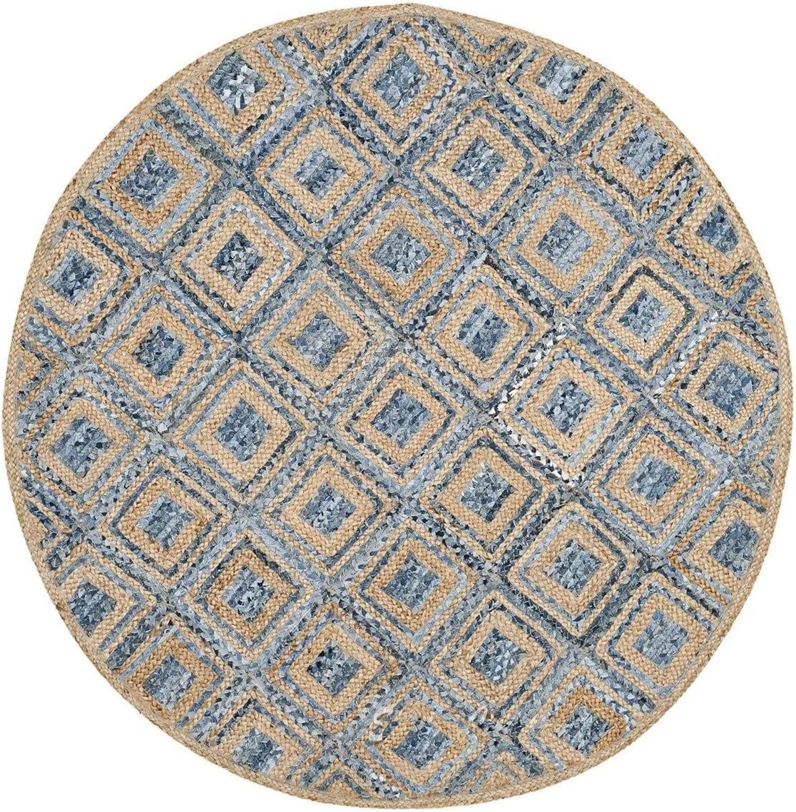 Denim And Natural Jute Rug ,Blue Carpet