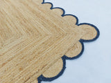 Hand Weaving Village  Decorative scalloped jute rug