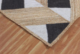 Unique Design Geometric Hand Woven Beige Black  Indian Area Rugs for Living Room, Hall