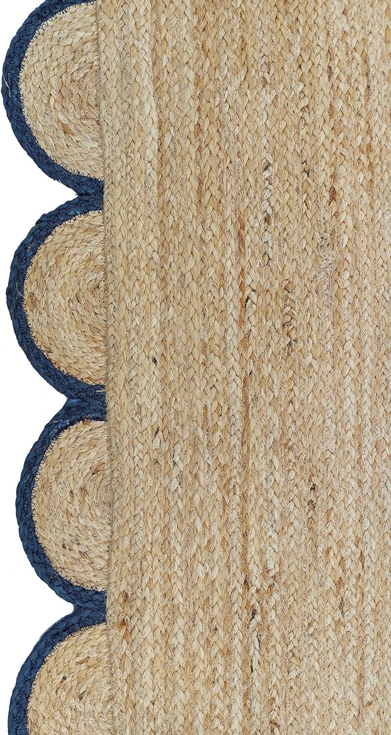 Hand Weaving Village  Decorative scalloped jute rug