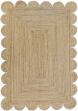 Hand Weaving Village  Decorative scalloped jute rug