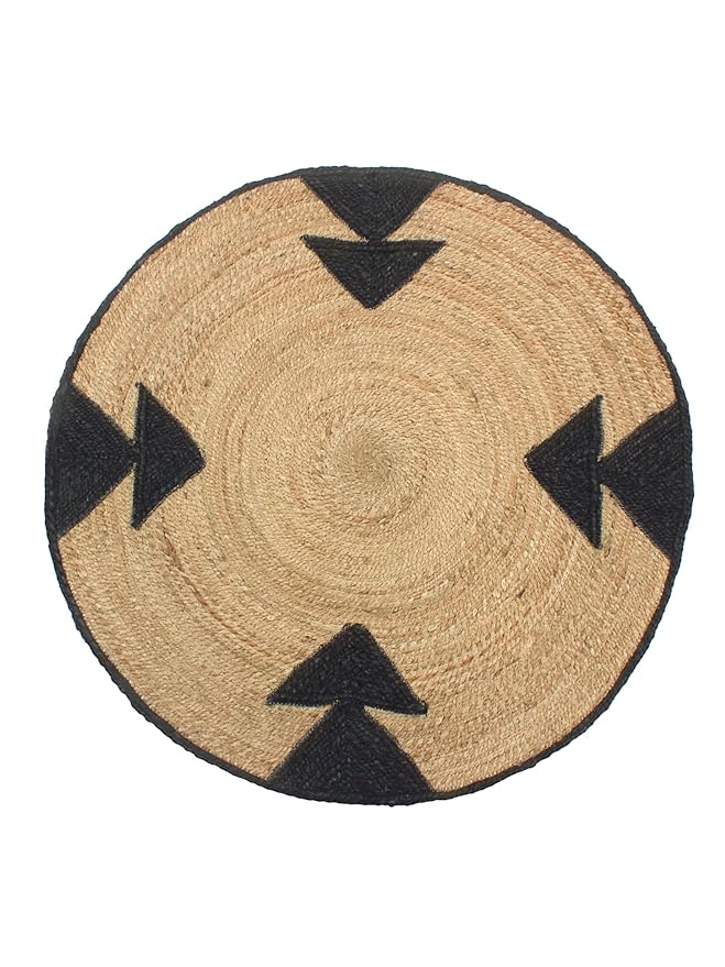 Round Traditional Design Jute Door Mat for Bedroom