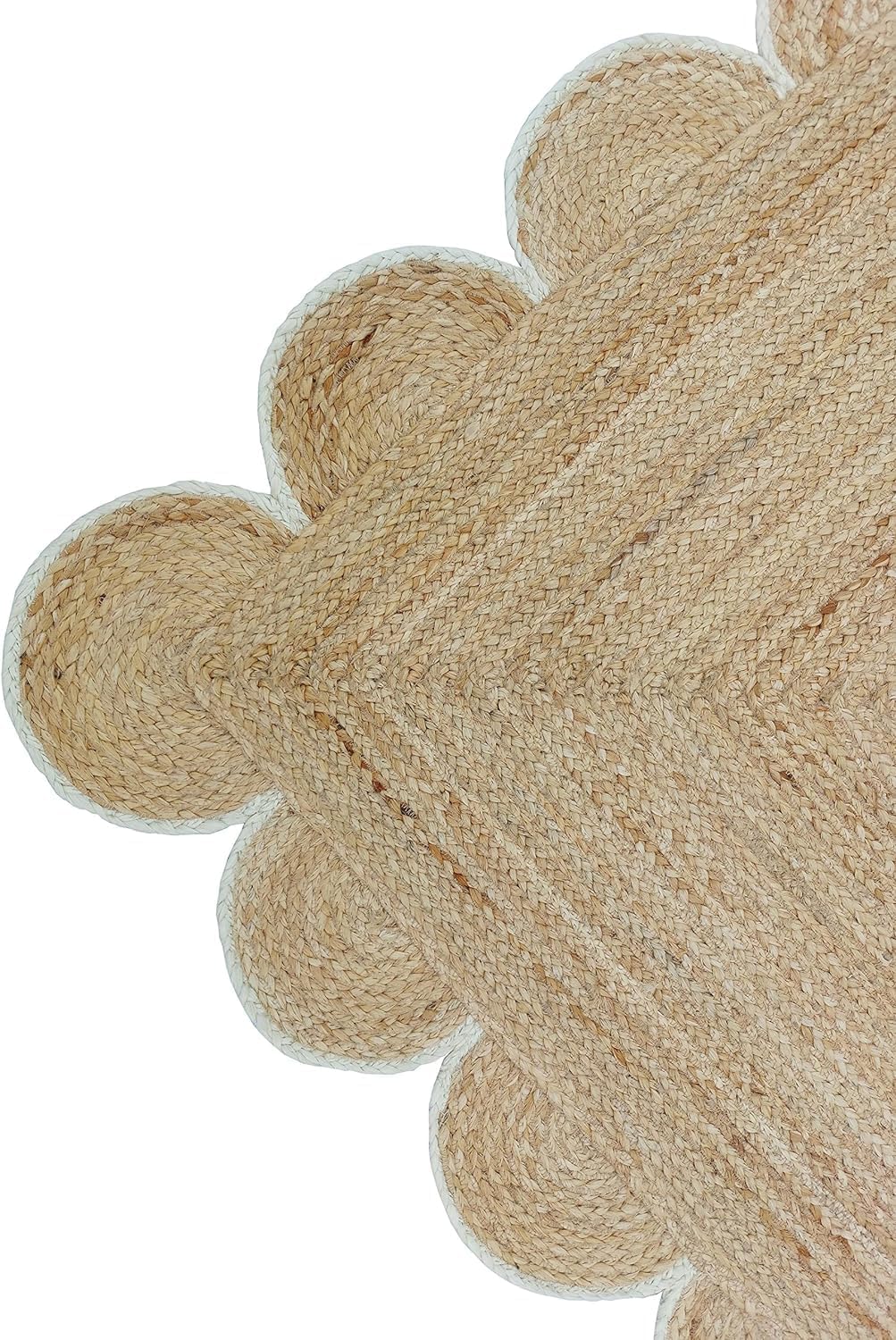 Hand Weaving Village  Decorative scalloped jute rug