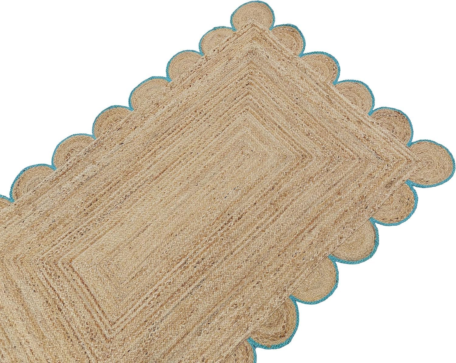 Decorative Scalloped Jute Rug – Handwoven by Village Artisans