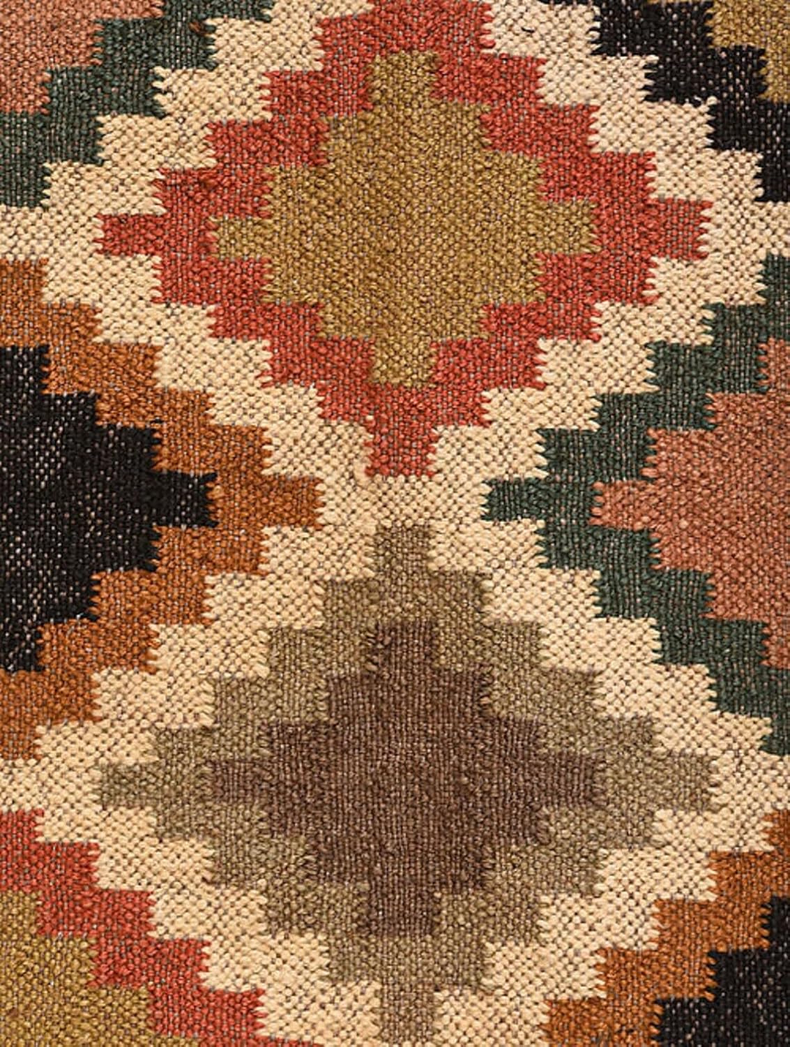 Handmade Jute  Kilim Rugs, Checkered Pattern Multicolor Color Ecofriendly Area Rug,Dhurrie Kilim Rugs