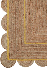 Natural Scalloped With Border Jute Rugs