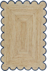 Hand Weaving Village  Decorative scalloped jute rug